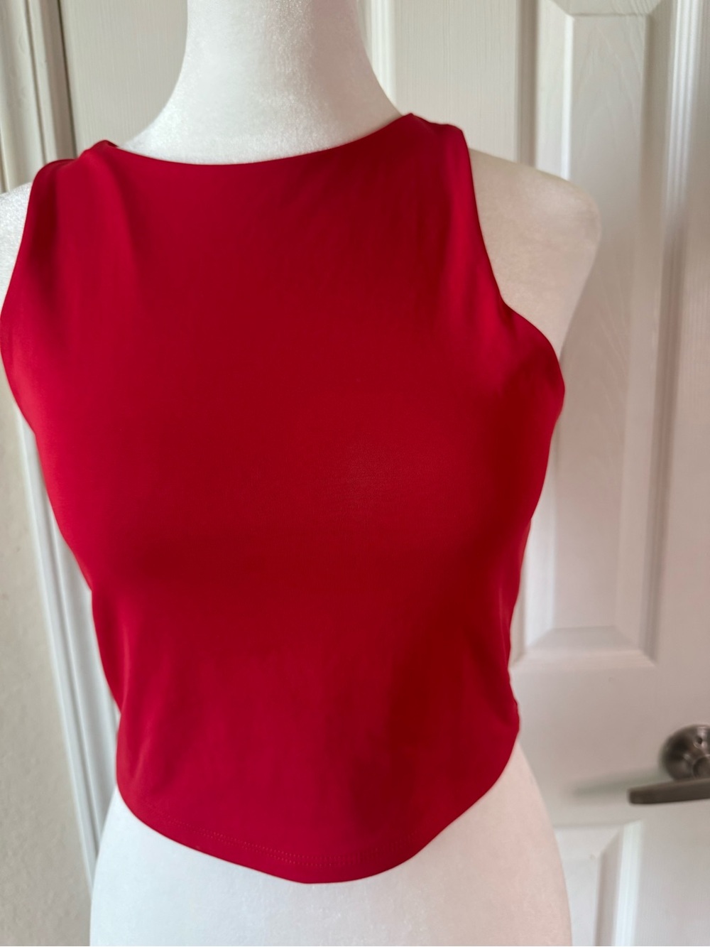 EFAN Bright Red EFAN Bright Red Cropped Tank Top Casual Stretch Basic Size Small